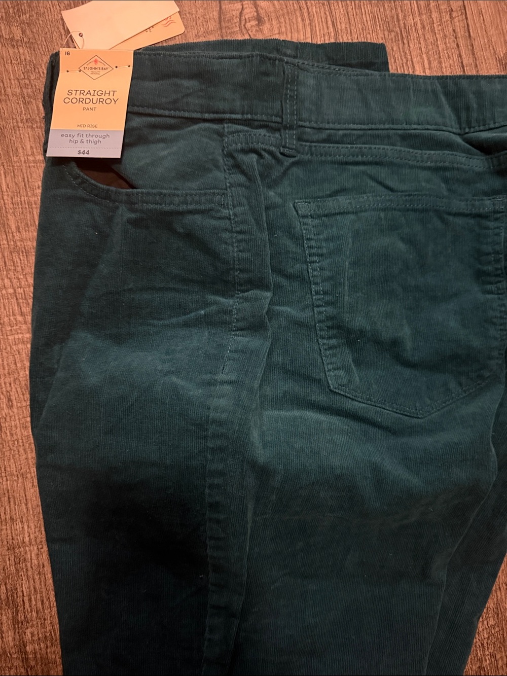 St. John's Bay Straight Corduroy Jeans - Deep Teal Green